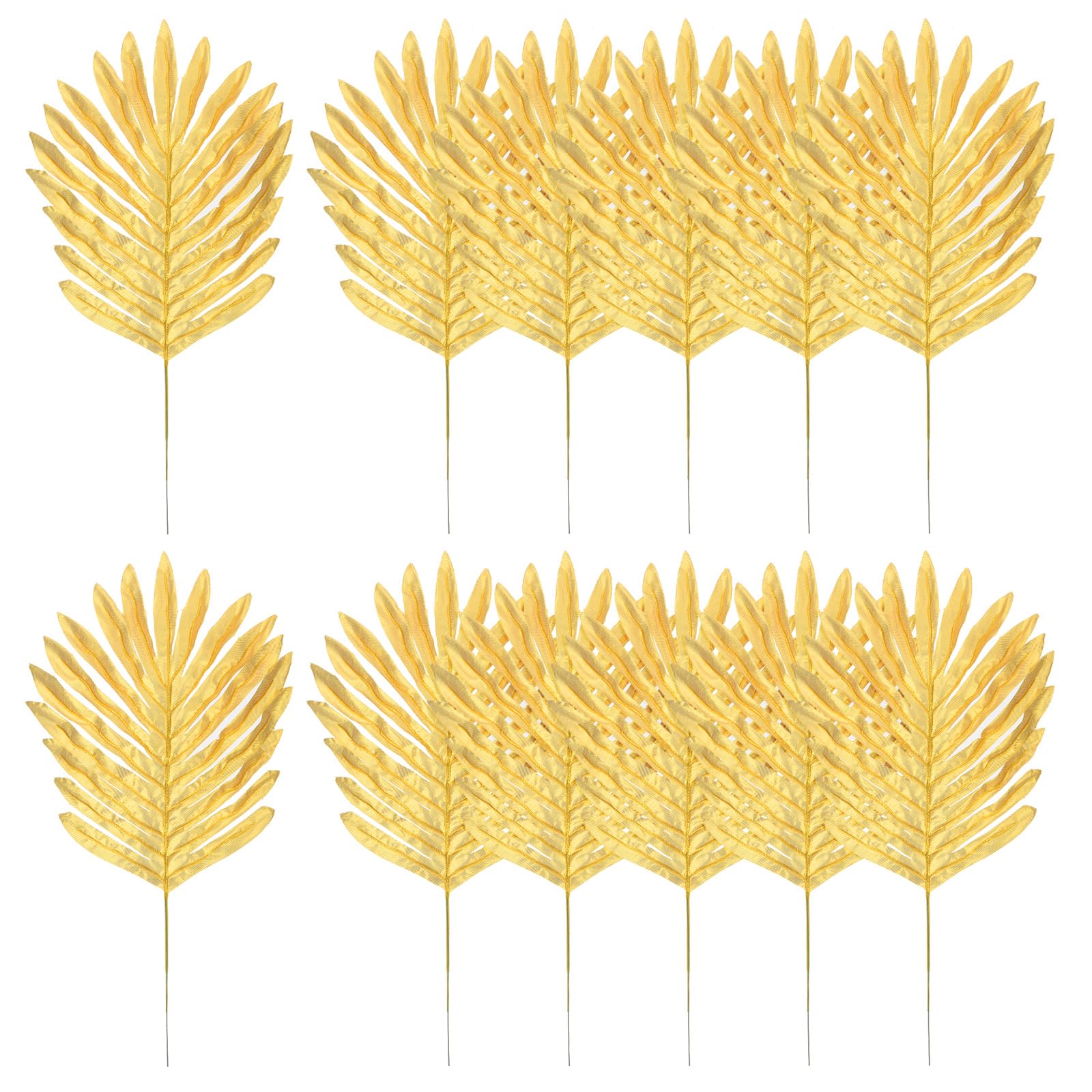PATIKIL 15" Gold Palm Leaves, 12 Pack Artificial Palm Leaves Faux Palm Fronds Fake Palm Leaf Simulation Tree Leaves for Home Hawaiian Jungle Beach Party