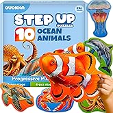 Step Up Puzzles for Kids Ages 3-5 - Realistic Toddler Puzzles Ages 2-4 | 10 Ocean Animal Shapes - Extra Thick Cardboard - Preschool Learning Game with 40 Big Pieces - Gift for Toddlers 2+