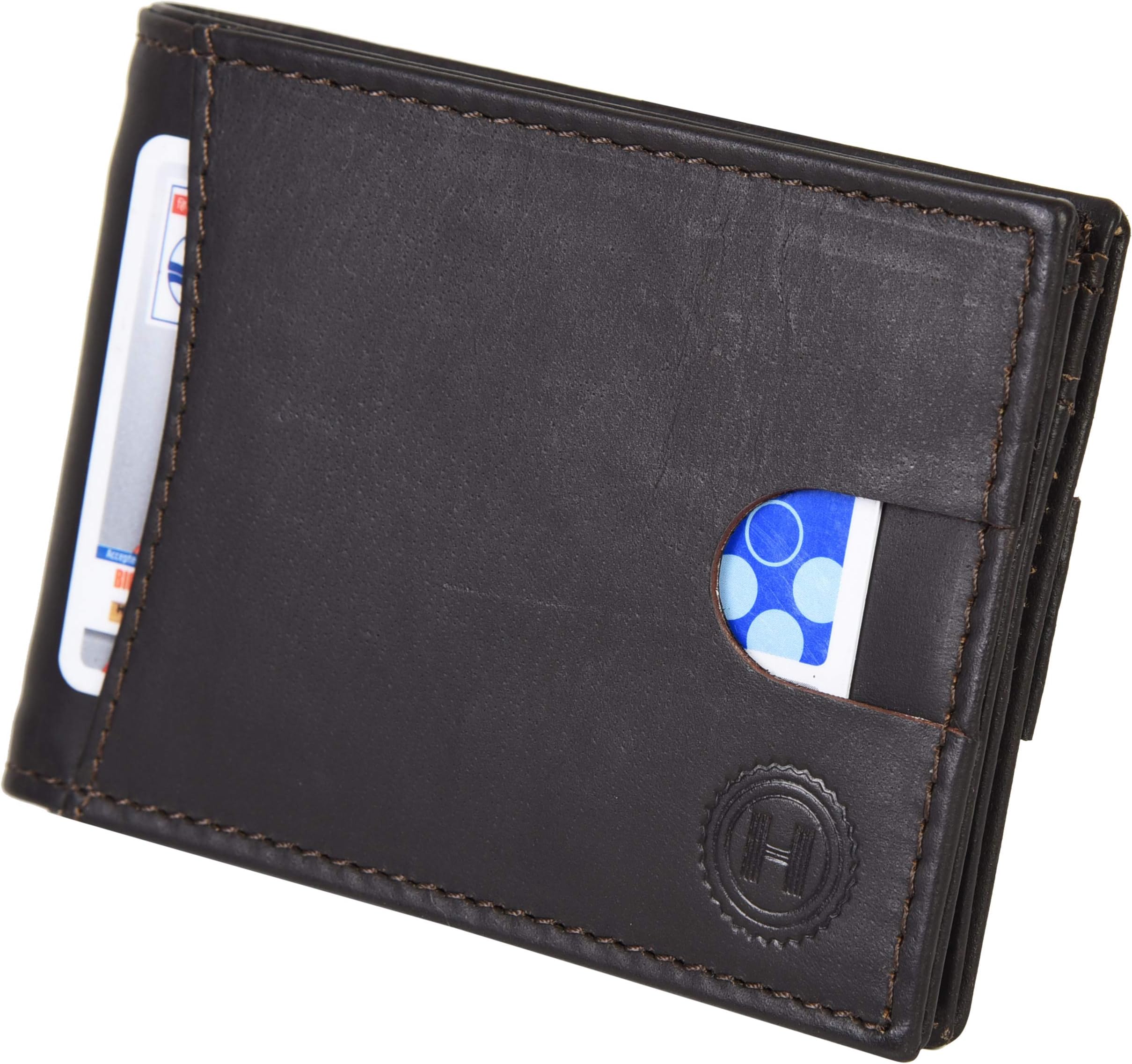 Minimalist Wallet Slim Bifold RFID Blocking Genuine Leather for Men, Brown, with Gift Box