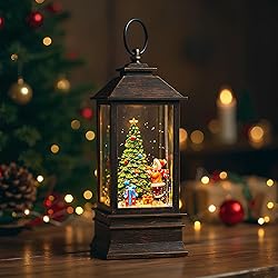 Christmas Snow Globe Lantern Water Glittering