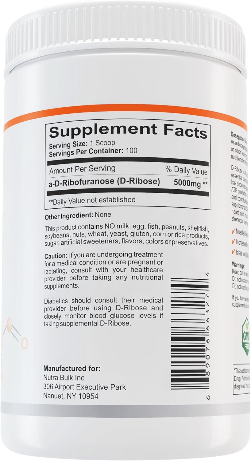 d ribose benefits on Amazon Com Nutrabulk D Ribose Powder Muscle Builder Energy Endurance Supplement 500 Grams Health Personal Care