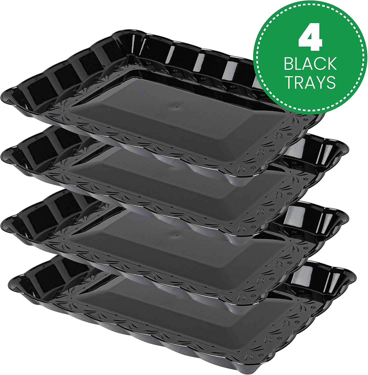  | Plasticpro Plastic Serving Trays - Serving Platters Rectangle 9X13 Disposable Party Dish Crystal Clear Pack of 4: Serving Trays