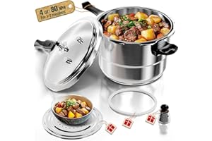 WantJoin Pressure Cooker Stainless Steel 4 Qt, Commercial Stove Top Pressure Cooker Pot Used for Pressure Foodie or Steaming,
