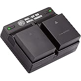 BM Premium 2 Pack of Fully Decoded BL-H1 Batteries and Dual Bay Charger Kit for Olympus OM-D E-M1 Mark II, E-M1 Mark III, E-M