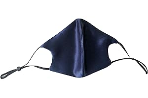 Hugs Living 100% Mulberry Silk Face Mask with Filter Pocket and Adjustable Ear Loops (Navy Blue)