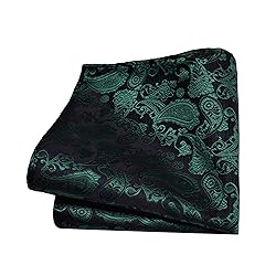 GUSLESON Mens Dark Green Tie for Wedding Silk