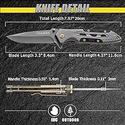 Carimee Pocket Knife 3.3”, Premium Folding EDC