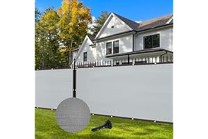 VANDHAM Fence Privacy Screen 6×50FT Heavy Duty Privacy Fence Covering with Grommets & Zip Ties - Outdoor Fence Screen for Patio, Balcony, Deck, Garden, Backyard, Wall Decoration - Gray Design