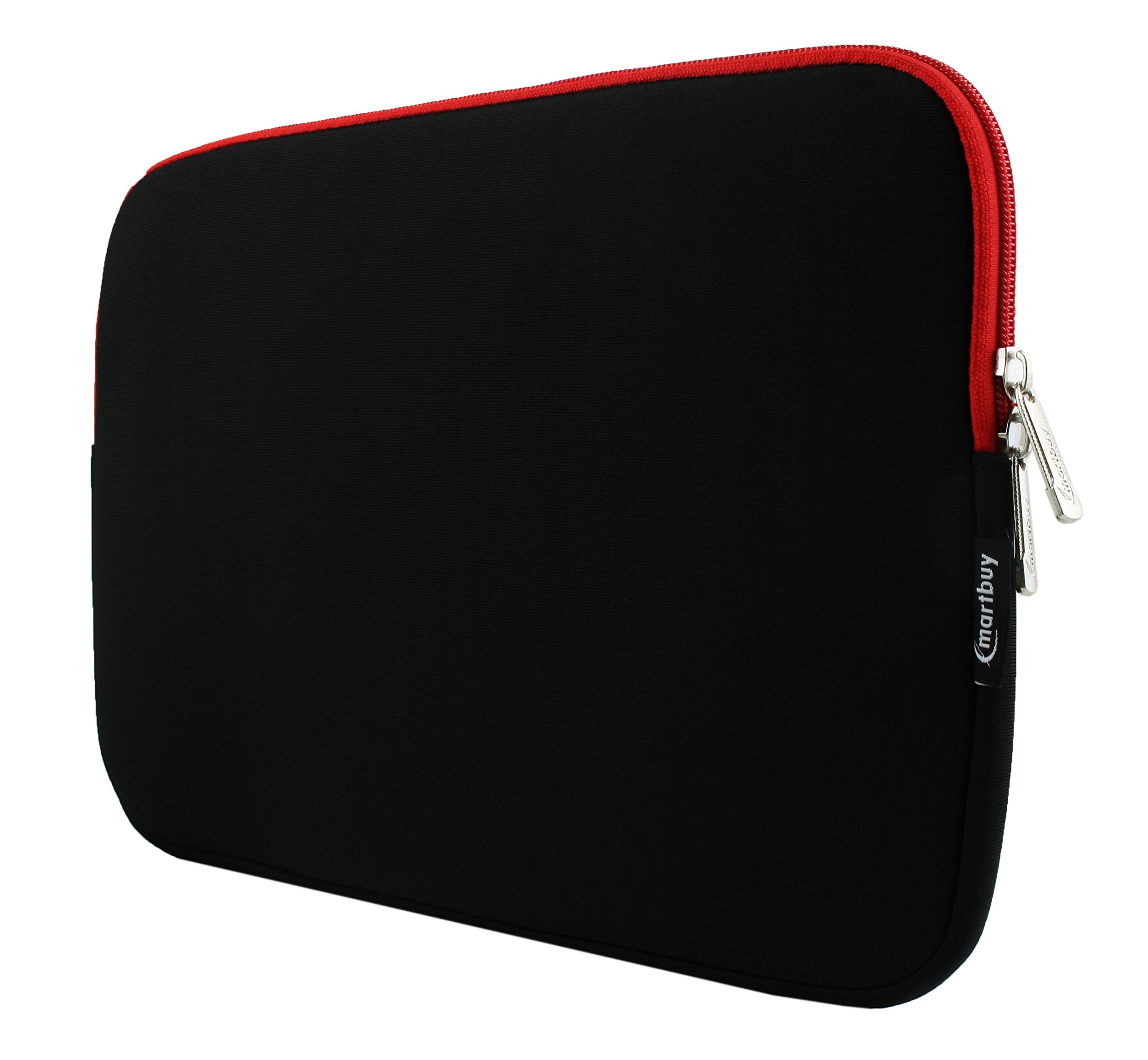 Emartbuy Black/Red 11.6-12.7 Inch Water Resistant Neoprene Soft Zip Case Cover Sleeve With Red Interior & Zip Compatible with Laptops Listed Below