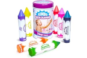 Tub Works® Smooth™ Jumbo Bath Crayons Bath Toy | Nontoxic, Washable Bath Crayons for Toddlers & Kids | Unique Formula Draws Smoothly & Vividly on Wet & Dry Tub Walls | Large, Easy-Grip Bathtub Crayons