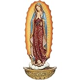 Joseph's Studio by Roman - Our Lady of Guadalupe Holy Water Font, Renaissance Collection, 7.5" H, Resin and Stone, Religious Gift, Decoration, Collection, Durable, Long Lasting