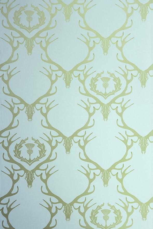 Deer Damask Wallpaper Duck Egg Blue & Antique Gold Amazon.co.uk