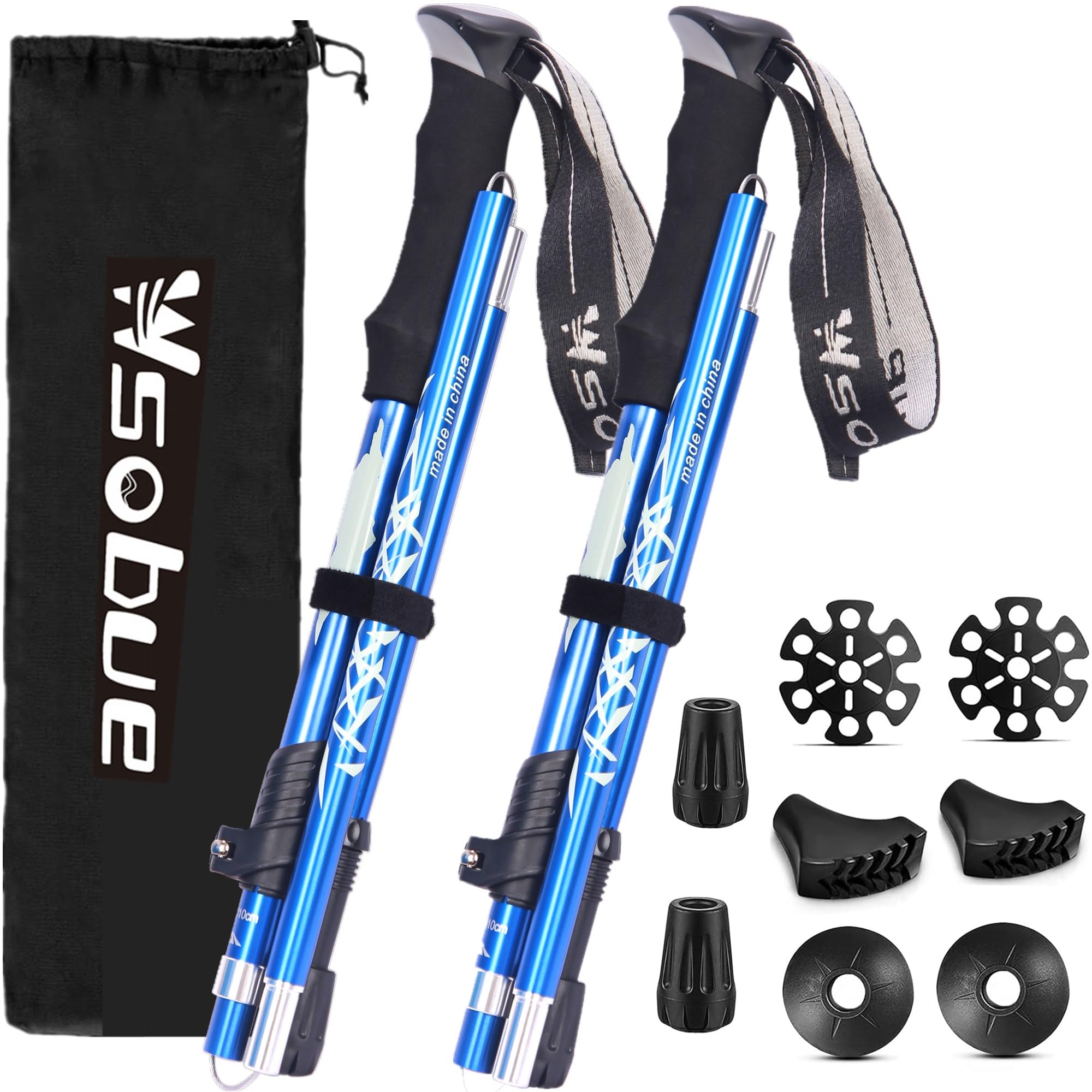 Trekking Pole, Collapsible Walking Hiking Stick for Men Women, Ultralight Aluminum Ski Pole with EVA Grip