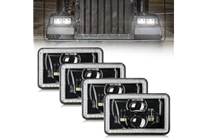 MAYELLO 4Pcs 4x6 LED Headlights DOT 60W Hi/Lo Sealed Beam Headlights Compatible with Peterbilt 379 Kenworth T800 T600 Freightinger Ford Probe Chevy Oldsmobile Cutlass H4651 H4652 H4656 H4666 H6545