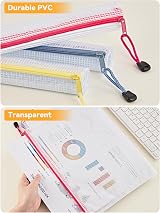HEETA A4 Plastic Wallets 12 Pack Zip Lock Bags Waterproof Zipper Folders view 3