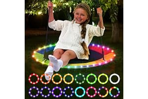 Eliteemo LED Outdoor Swing Lights, Remote Control LED Rim Light for 40-inch Saucer Tree Swing, 16 Color Change by Yourself, Waterproof, Super Bright to Play at Night Outdoors, Good Gift for Kids