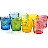 KX-WARE 12-ounce Acrylic Old Flashion Glasses Plastic Tumblers, set of 8 Mixed-Color