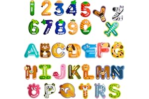 EHR Magnetic Letters and Numbers,Colorful ABC Animal Alphabet Fridge Magnets,Educational Spelling Learning Game Toys for Kids,Toddlers 3 4 5 Years Old (Uppercase Letter+ Numbers)