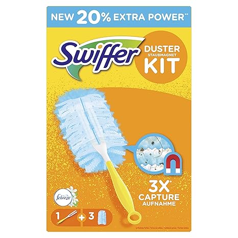 Swiffer Staubmagnet Starterset (mit 1 Griff und 3 Tücher, mit Febreze-Duft)