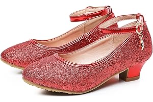Mowoii Girls Glitter High Heels Dress Shoes Sparkle Mary Jane Pumps Wedding Party Princess Shoes for Toddler Kids