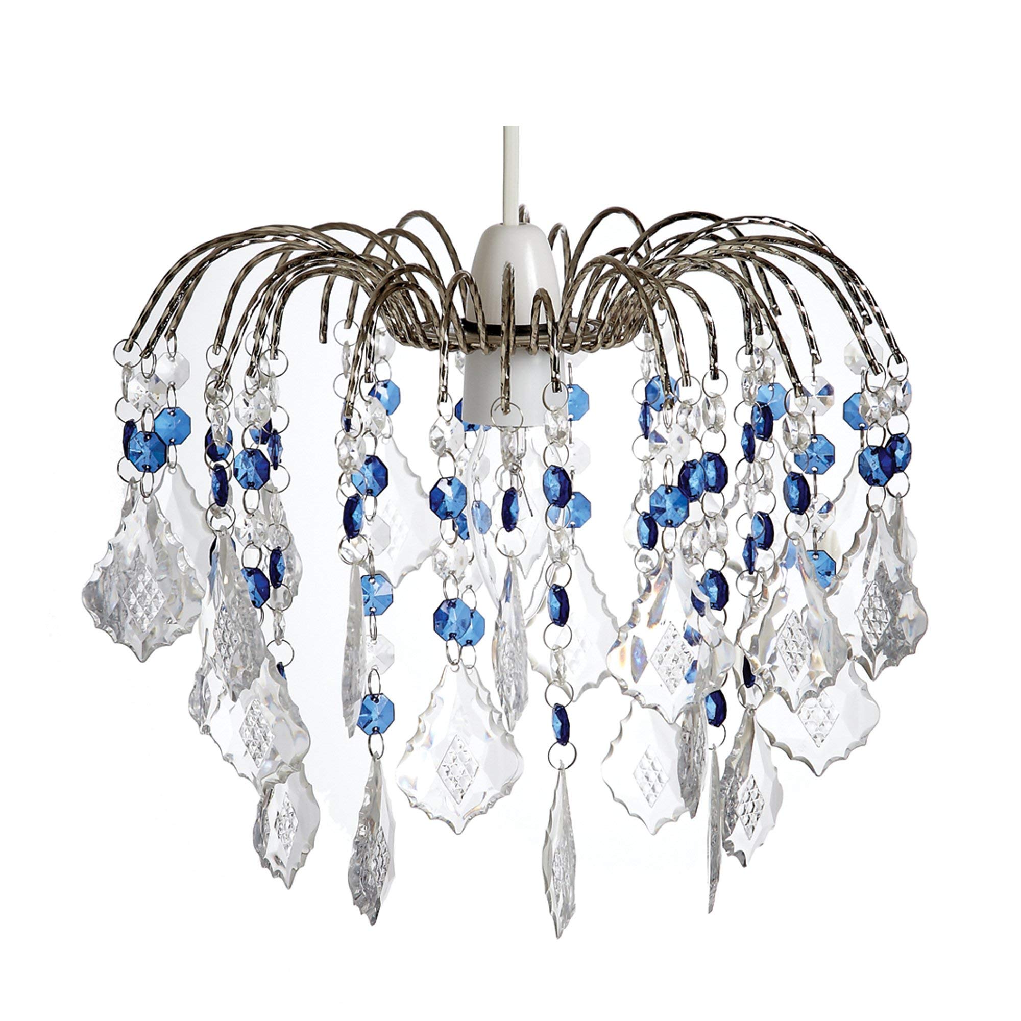 Lighting Web Co 3-Tier Acrylic Fountain Chrome Pendant, Clear Blue