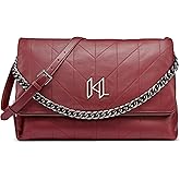 KARL LAGERFELD Paris Women's Lavande Leather Crossbody Bag with Adjustable Strap, Barolo Wine, One Size