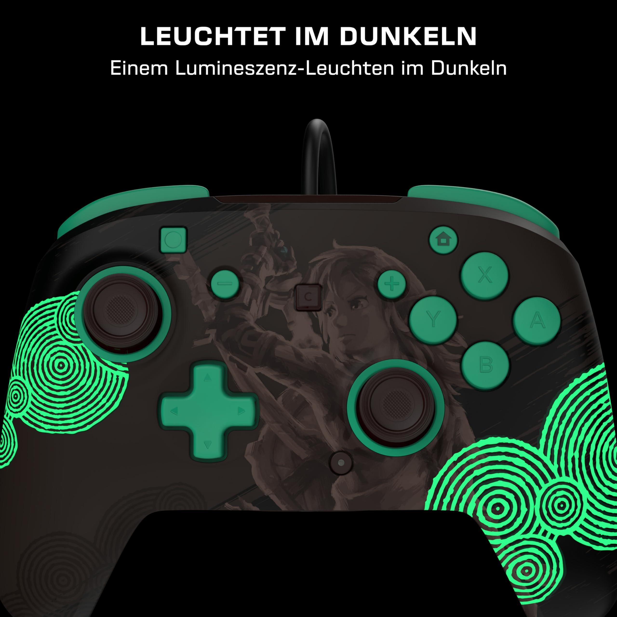 Turtle Beach Rematch Wired Gaming Controller: The Legend of Zelda - Officially Licensed for Nintendo Switch 2, Nintendo Switch, & Nintendo Switch - OLED Model, Glow-in-the-Dark, Hall-Effect 3