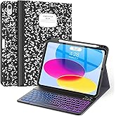 Supveco Keyboard Case for iPad (A16) 11th/10th Generation 11&10.9 Inch with Pencil Holder,7 Colors Backlit Wireless Detachable Folio Keyboard Cover for iPad 11th/10th Gen 2025/2022-Notebook