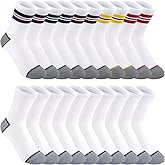 BOSSUN 20 Pairs Boys Crew Socks, Black Socks for Kids, Multipack for Athletic School, 4-12 Years Old