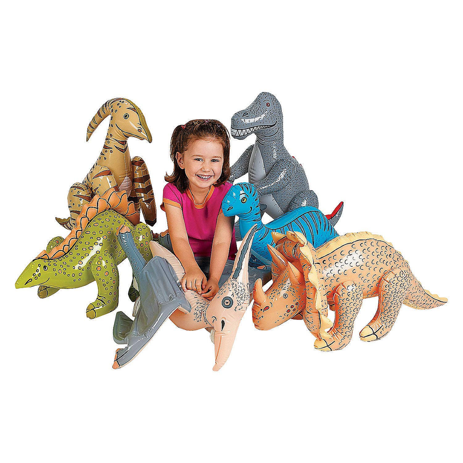 Photo 1 of Fun Express Large Inflatable Dinosaurs Dinosaur Party Decorations - VBS Vacation Bible School Supplies/Decor - Set of 6
