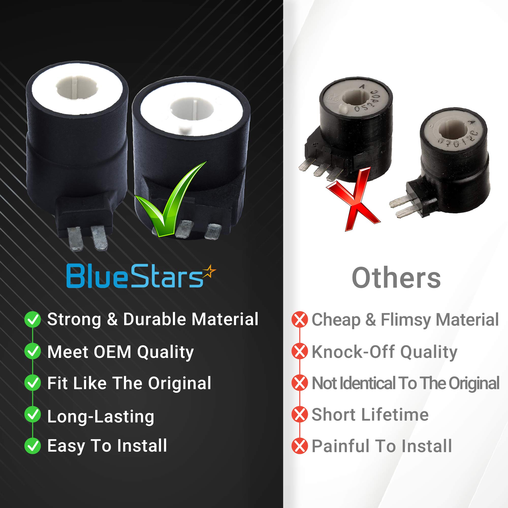 BlueStars 279834 Dryer Gas Valve Ignition Solenoid Coil Kit - Compatible with Whirlpool Kenmore Maytag Dryers - Replaces AP3094251 PS334310 12001349 694540 694539 306105 306106