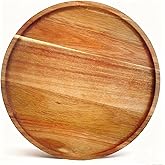 Wooden Plates for Food,Round Wooden Decorative Serving Trays for Coffee Table Home Decor,Wood Kitchen Counter Tray Serving Cheese Snack Trays,Candle Tray Appetizer Charcuterie Board 10inch