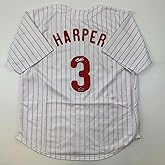 Facsimile Autographed Bryce Harper Philadelphia Pinstripe Reprint Laser Auto Baseball Jersey Size Men's XL