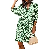 miduo Womens Casual V Neck Summer Half Sleeve Bohemian Floral Mini Tunic Short Dresses