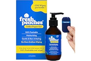 Fresh Peaches Toilet Paper Gel, Wet Wipe Alternative – Flush-Safe, A Cleaner Way to Wipe – Toilet Paper Spray (Blue Pocket, Starter with Pocket) – 4.4 oz
