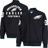Ultra Game NFL Official Adults Classic Varsity Coaches Jacket Coat - Unisex, Philadelphia Eagles, Team Color, Medium