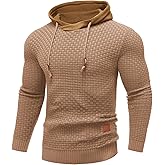 COOFANDY Mens Hooded Sweatshirt Casual Long Sleeve Drawstring Waffle Knit Hoodies Slim Fit Hoodies Pullover