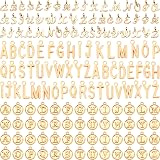 SANNIX Alphabet Charm Set 156Pcs 6 Styles A-Z KC Gold Antique Silver Jump Rings