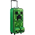 Minecraft Kids Luggage with Wheels Foldable Rolling Suitcase Creeper Travel Bag Vacation Weekend Trips Travel Essentials (S - L25.20xW9.85”, 24L, Green)