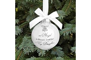 JJBOOM Christmas Memorial Feather Ball Angel Ornament I Have an Angel in Heaven I Call Her Daughter Family Memorial Loss of Loved One Hanging Pendant Xmas Tree Décor