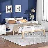 Bamboonova Bamboo Wood Bed Frame 14 Inch Full Size Platform Bed with Non-Slip Slats Support, No Box Spring Needed, Smooth Finish Bed with Under Bed Storage for Bedroom, Dorm, Natural