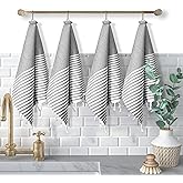 Softopia Cotton Turkish Kitchen Towels 18x26 Inches with Tassels - 4 Pack - Absorbent, Durable, Soft 100% Cotton Dish Towels for Drying & Cleaning - Machine Washable, Quick Dry - Charcoal Grey