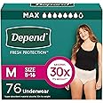 Depend Fresh Protection Adult Diapers, Incontinence & Postpartum Bladder Leak Underwear for Women, Disposable, Maximum, Medium, Blush, 76 Count (2 Packs of 38), Packaging May Vary