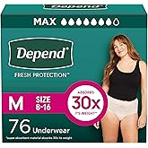Depend Fresh Protection Adult Diapers, Incontinence & Postpartum Bladder Leak Underwear for Women, Disposable, Maximum, Medium, Blush, 76 Count (2 Packs of 38), Packaging May Vary