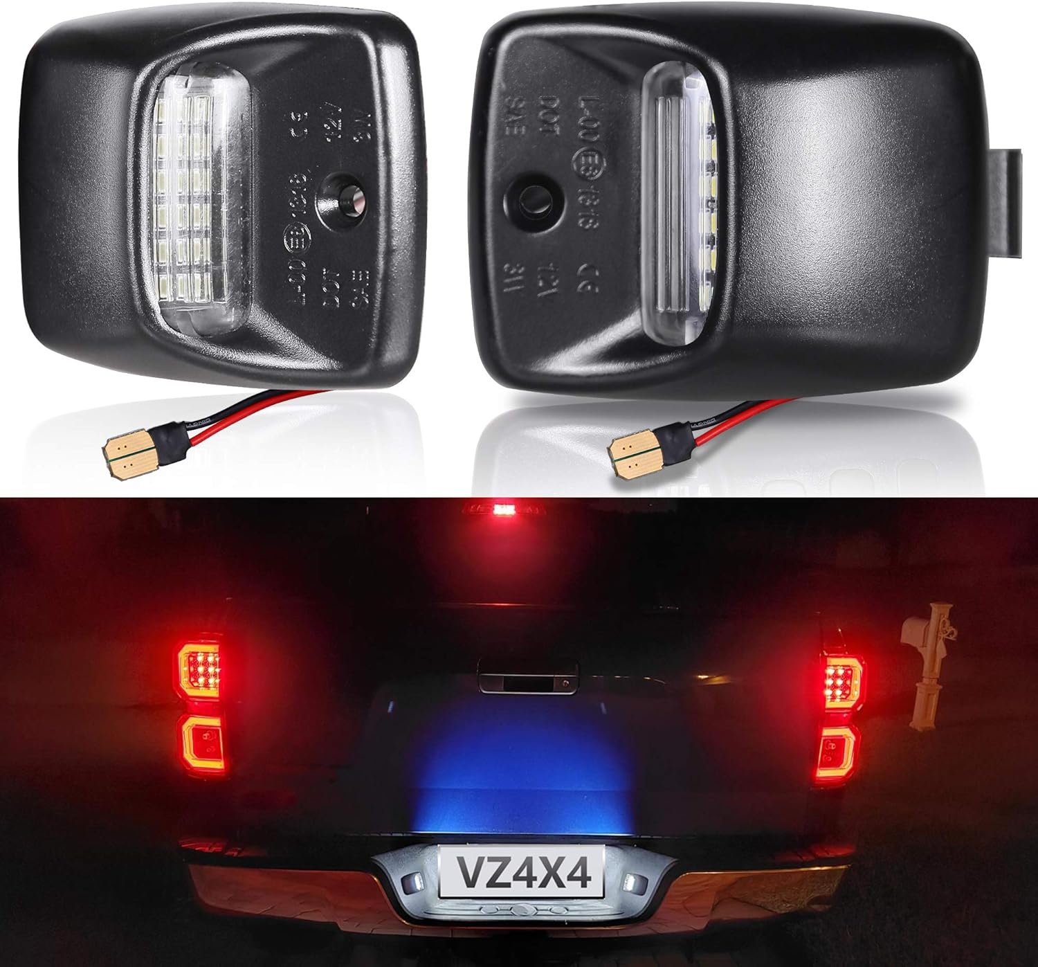 VZ4X4 LED License Plate Light Lamp Assembly Compatible with