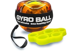 HAIYUES Auto-Start Gyro Ball Wrist Trainer – No Counter Grip Strengthener with Finger Band for Hand & Forearm Exercise – Stress Relief Spinner for Office, Rehab & Fitness