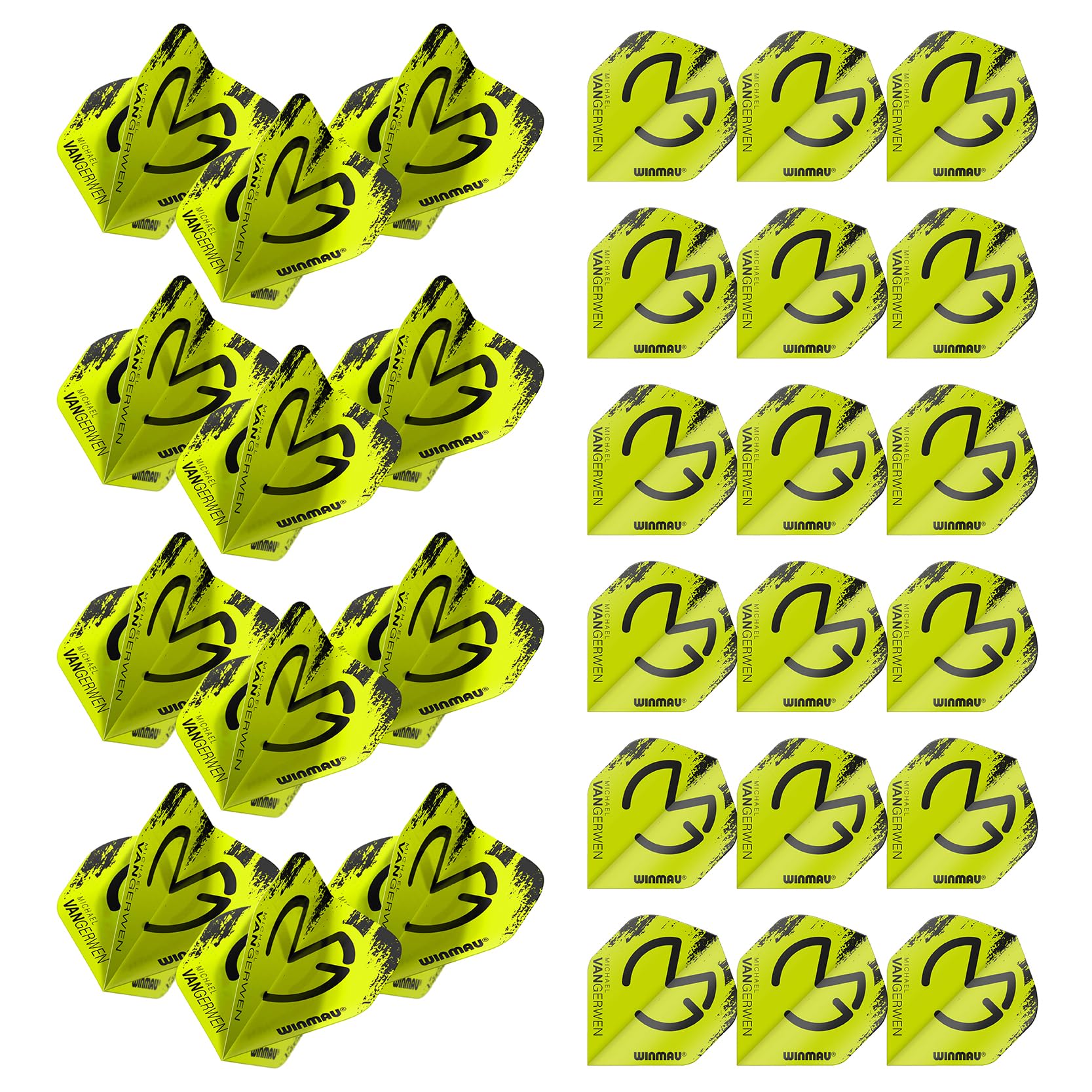 WINMAU MvG Michael Van Gerwen Mega Standard Black and Green Dart Flights - 10 sets per pack (30 dart flights in total)