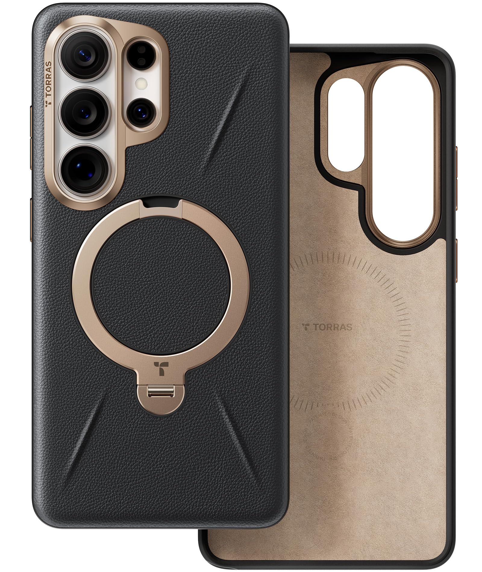 Photo 1 of TORRAS Ostand Q3 VegSkin for Samsung Galaxy S26 Ultra Case Leather, 360 Magnetic Stand, Fit for MagSafe, Premium Organic Silicone Leather Case for S26 Ultra Case, Obsidian Black