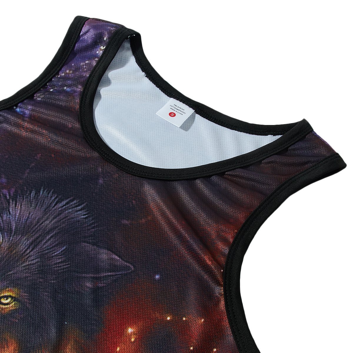 RAISEVERN 3D Wolf im Feuer Drucken Lustige Muster Realistische Underwaist Gym Tank Tops für Herren X-Large