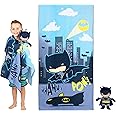 Franco Kids Bath and Beach Super Soft Mesh Scrubby and Microfiber Towel Set, 50 in x 25 in, Batman